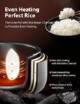 Toshiba Mini Rice Cooker, 3 Cups Uncooked Small Rice Cooker, Steamer & Warmer, With Fuzzy Logic And One-Touch Cooking, 24 Hour Delay Timer And Auto Keep Warm Feature