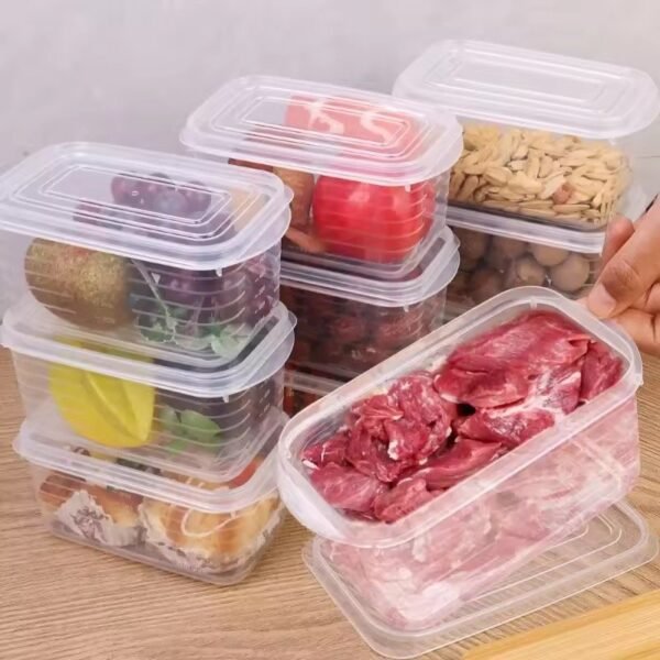 Ramadan 5Pcs 700ML Refrigerator Storage Box Fridge Organizer Fresh Vegetable Fruit Storage Container Food Crisper Box Clear Meat Freezing Box Kitchen Organizer