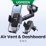 2-in-1 Car Phone Holder for Dashboard Windshield Air Vent Compatible with iPhone 1514 13 Pro Max iPhone 15 14 Plus Samsung Xiaomi