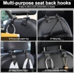 LivTee Car Seat Headrest Hook, Auto Seat Hook Hangers Storage Organizer Interior Accessories for Purse Coats Umbrellas Grocery Bags Handbag, 4-Pack