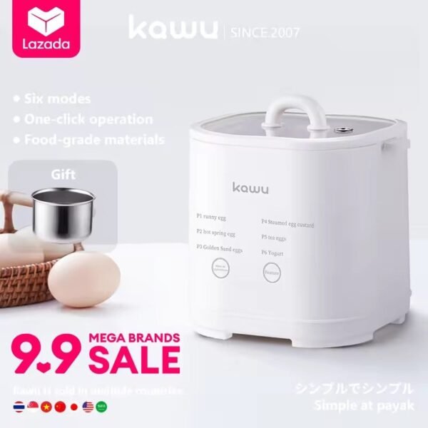kawu egg steamer 智能蒸蛋器 egg boiler househol electric egg cooker half-boiled Smart Timing Periuk telur 7 modes